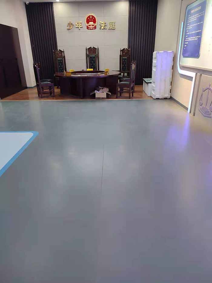 潼南区法制教育展厅纯灰色PVC地胶